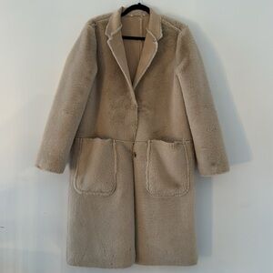 Anthropologie Snowdrift Reversible Faux Fur and Faux Suede Coat, M